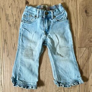 The Children’s Place 12 Month Girl Light Blue Distressed Jeans w/ Ruffle Hem